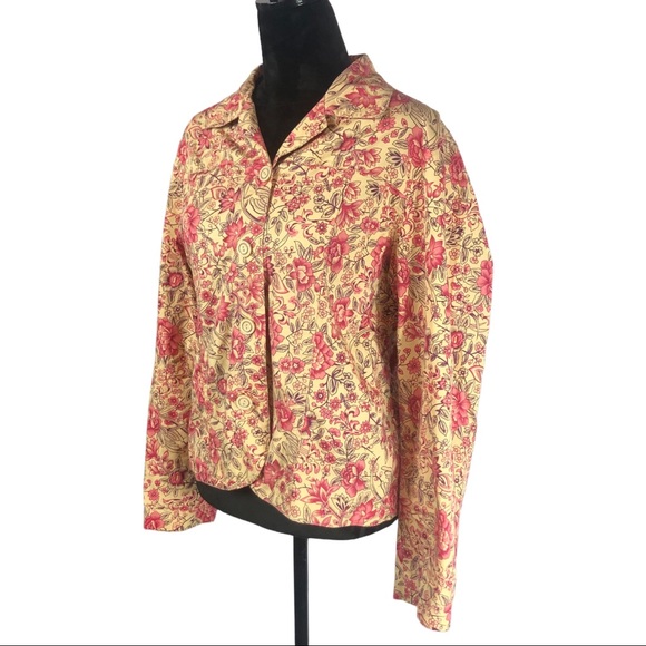 Coldwater Creek Yellow Floral Button Down Blouse size Large - Picture 8 of 8